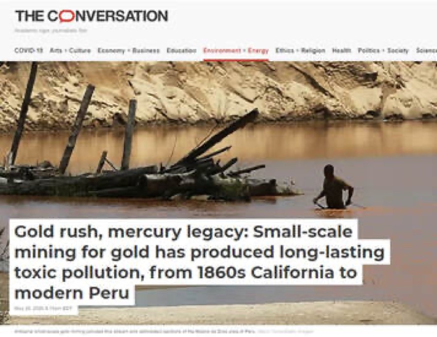 Gold rush mercury legacy: small-scale mining for gold has produced long-lasting toxic pollution